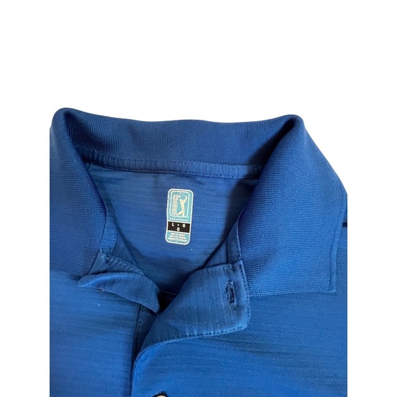 PGA Tour Mens Blue Performance Golf Polo Shirt Large Textured Breathable - Picture 4 of 6